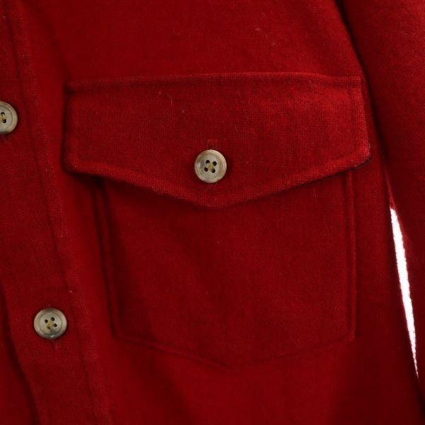 Woolrich 80s Made In USA Wool Long Sleeve Shirt Red Elbow Patch Men's Used