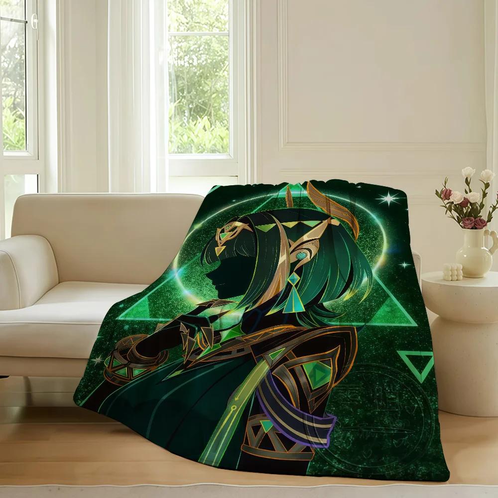 Genshin Impact Nefer Blanket for Sofa Bed Office Travel Soft Warm Fleece for Sleeping Reading Camping Flying
