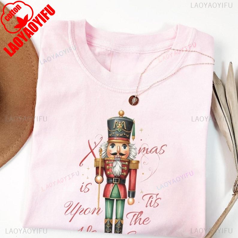 Tis The Season Family Comfort Festive Nutcracker Christmas Shirt for The Holidays Tee Clothes for Women Casual Style Unique Tops