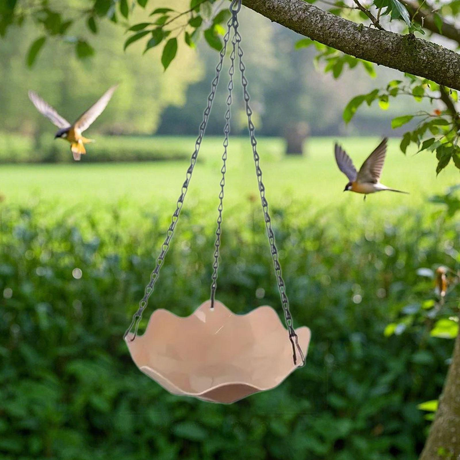 

Hanging Bird Bath Tray Feeder Birds Feeding for Parrot Outdoors Yard Pink