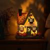 Lighted Pumpkin House Figurine Resin Cottage Statue Warm LED Lighted Ornament for Fall Table Centerpieces, Shelf Decors and Seasonal Home Display