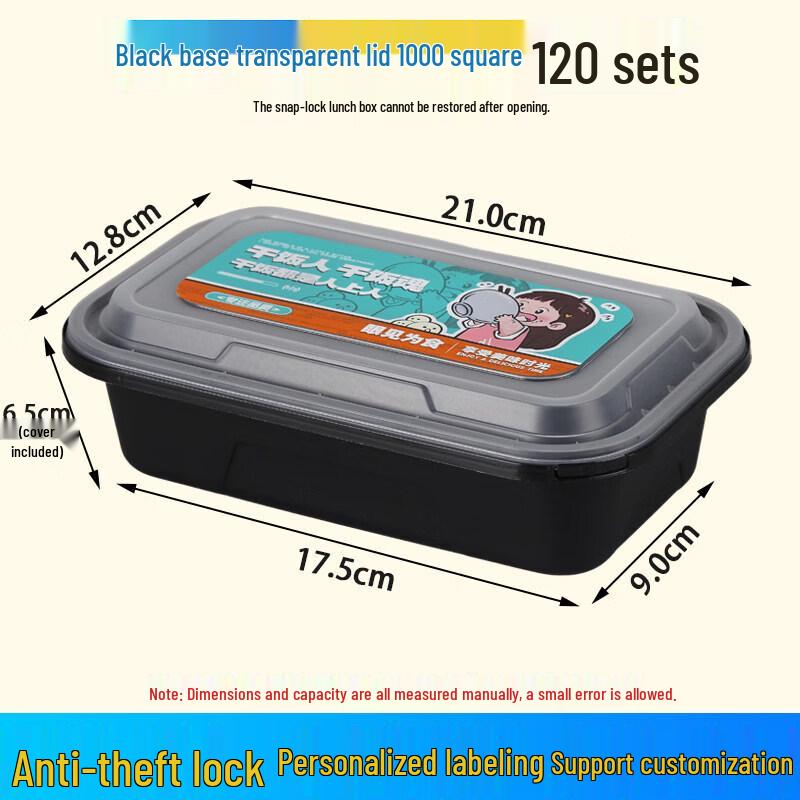 Disposable Rectangular Takeaway Food Box with Locking Lid