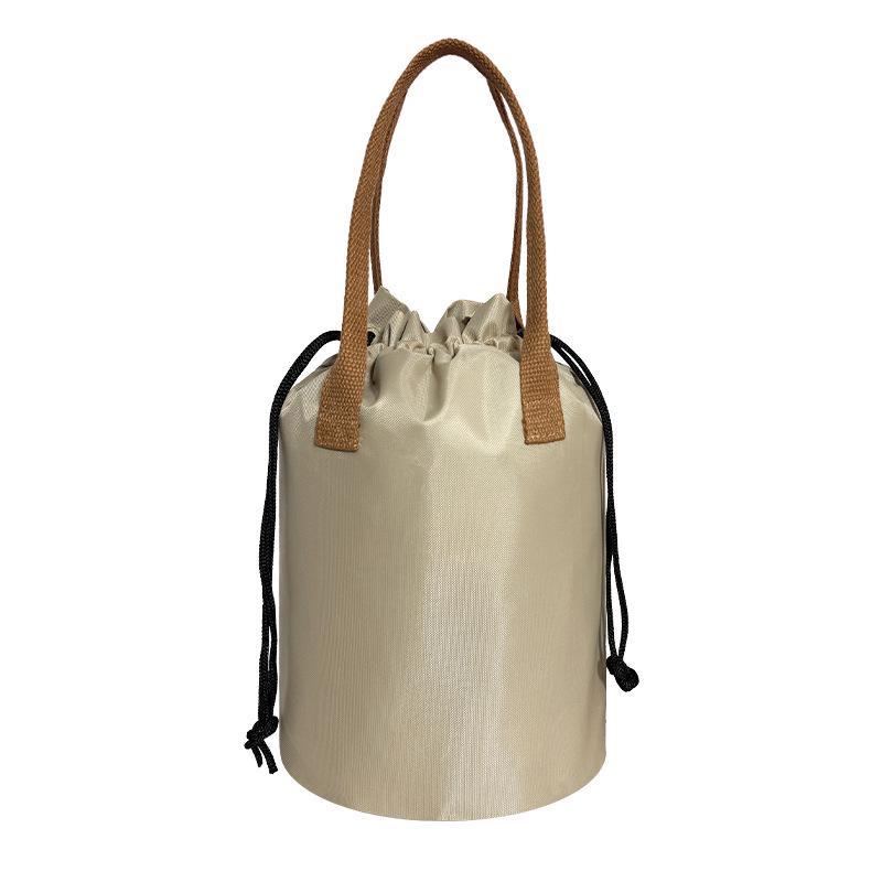 Insulated Lunch Bag with Logo - Round Drawstring Bento Bag for Students and Commuters, Fits Food, Thermos, Ideal Gift.