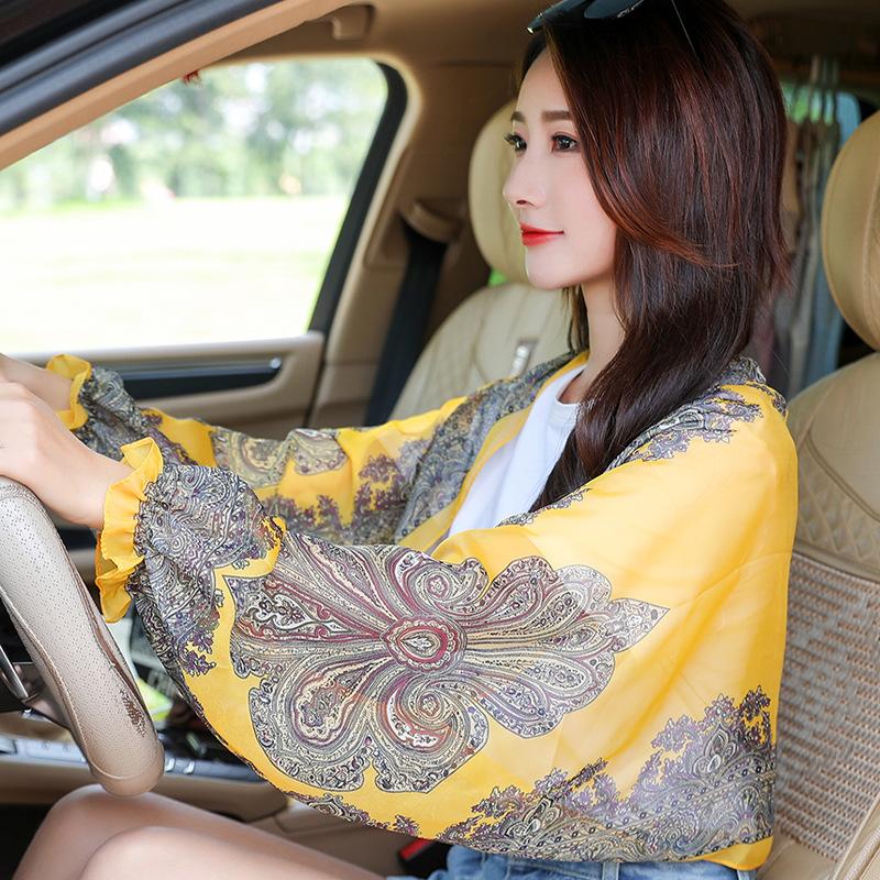 Neues Strandtuch für den Sommer, Sonnenschutzkleidung für den Strand mit doppeltem Verwendungszweck, Chiffon-Fahrschal, bestickter Schalumhang