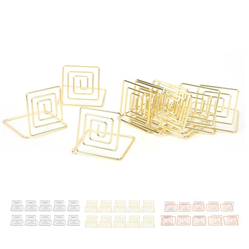 10Pcs Business Card Holder Mini Cute Metal Desktop Message Display Stand for Table Number Photo Memo