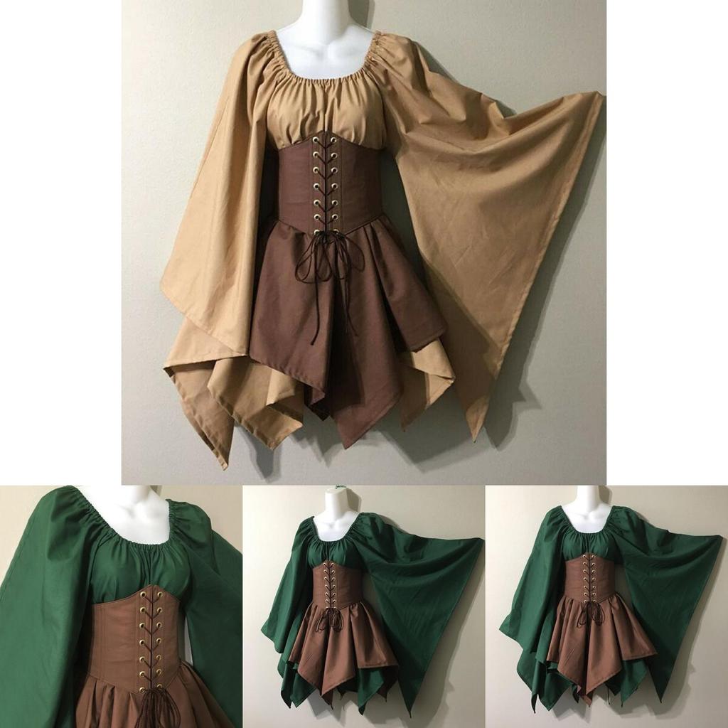 Atemberaubendes Gothic Mittelalter Renaissance Waldelfen Feenkleid für Cosplay und Partys