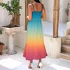 Women's Long Beach Casual Elegant Spaghetti Strap Maxi Dress Gradient Color Low-key Flowing Bohemian Dress