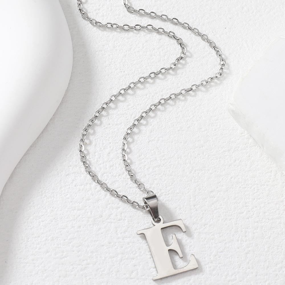 Polished Stainless Steel Alphabet Necklace - Women's Daily Wear Clavicle Chain