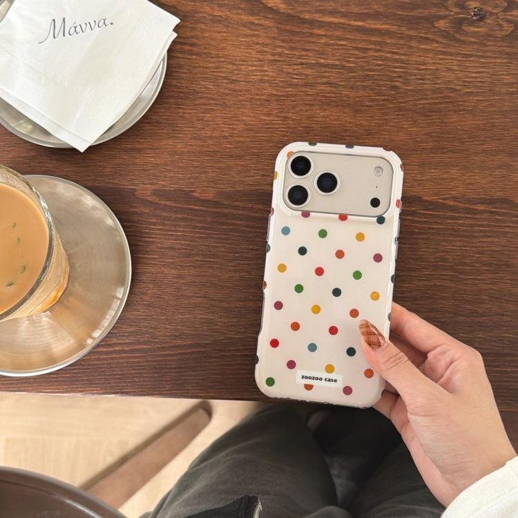 Farbenfroher Polka-Dot-Sticker im koreanischen Stil für Apple 16 Pro Max & iPhone 15 Pro Hülle