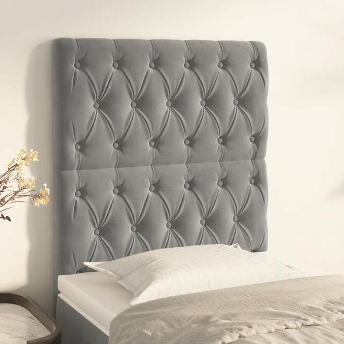 Maison Exclusive - Tête de lit Gris clair 80x7x118/128 cm Velours