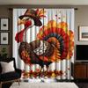 2 pieces of HD Turkey Festival wearing top hat big rooster decorative curtain Red tie digital printed curtain home decoration st