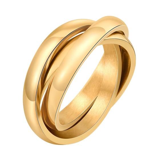 

Ретро 3-слойное запутанное кольцо контрастного цвета с полированным блеском, антикоррозийное, антиокислительное, титановое стальное кольцо-палец, унисекс, ювелирные изделия для повседневной вечеринки US 10 золотистый