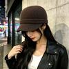 European and American niche black knitted hat, small brim cap, four-season versatile wool hat, small equestrian hat for women