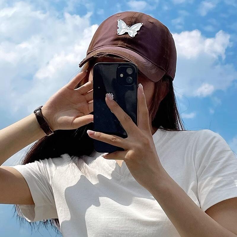 Ins Metal Butterfly Baseball Cap Men Women Soft Washed Cotton Snapback Hats Sun Visors Hip Hop Trucker Caps  Casquette