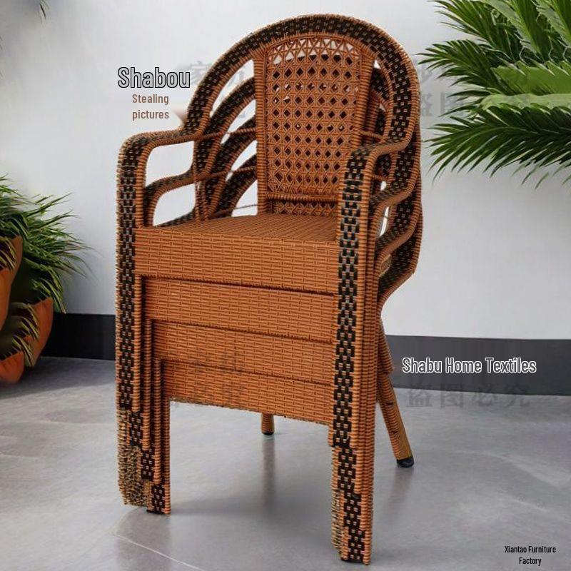 Extra-Thick Rattan Chair for Outdoor or Indoor Terrace Leisure