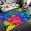 Peacock Feather Pattern Area Rug Colorful Animal Bird Fur Non-slip Carpet, Living Room Bedroom Polyester Mat Home Decor Doormat