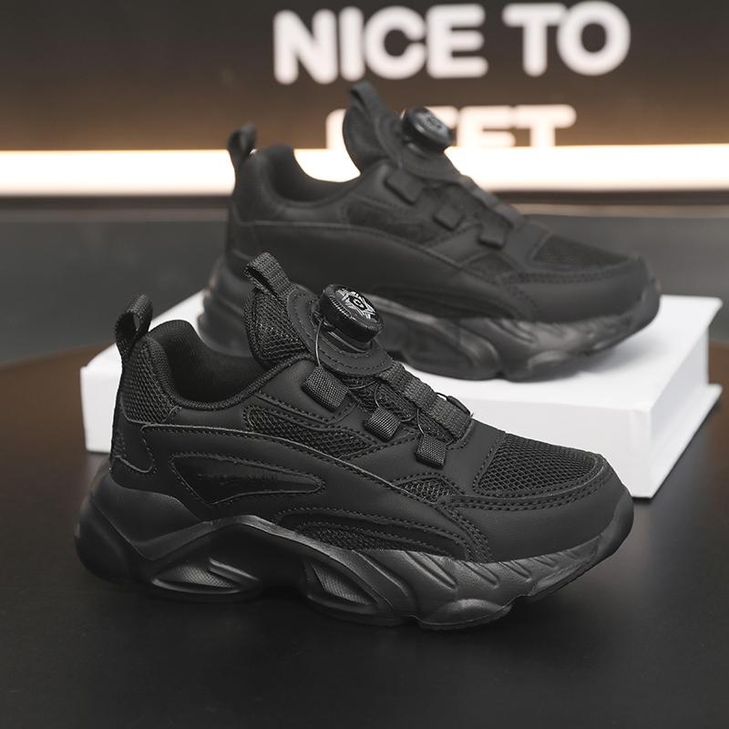 Boys' Casual Sports Shoes - Black Mesh Breathable, Stylish Comfortable Running Sneakers