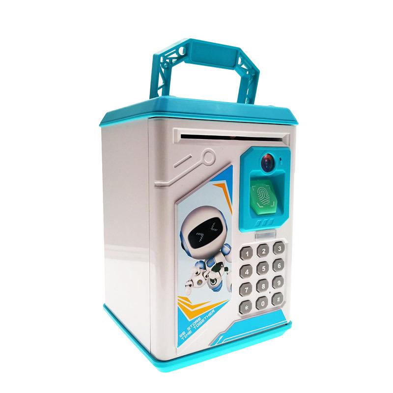 Face Recognition ATM Piggy Bank: Children s Electric Coin Machine with Voice Deposit, Withdraw, and Guardian Music Features. 13x13x24 cm