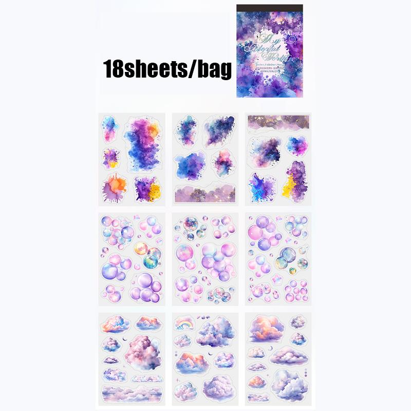 

Mr Paper 18pcs My Speckled World Series Watercolour Swoosh Die-Cut Sticker Book Handbook Material Collage DIY Scrapbook Photo