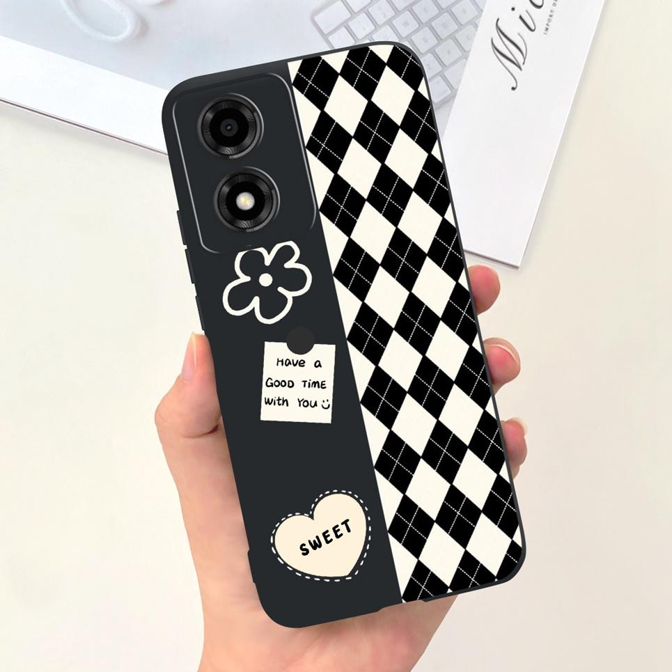 Animals Painting Phone Case For Motorola Moto E14 MotoE14 / Motorola E 14 Back Cover Panda Rabbit Cat Funda Bumper Soft Silicone
