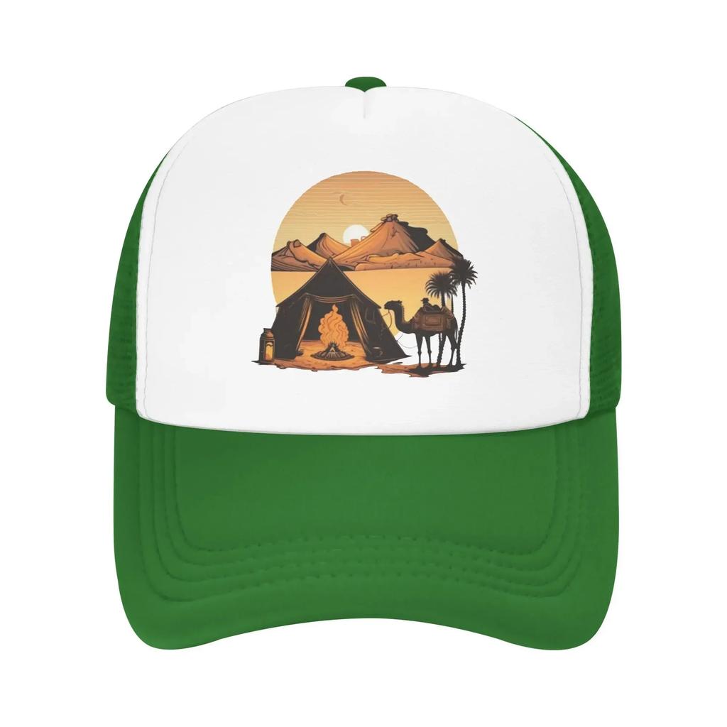 Camels Tea On The Fire Tent Sunset Camping Mesh Baseball Caps Women  Camping Male Beach Bucket Hat Peaked Cap