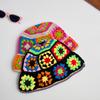 Handmade Crochet Bucket Hat Women Autumn Winter Flower Knit Beanies Korean Casual Beanies Panama Cap Fisherman Hat