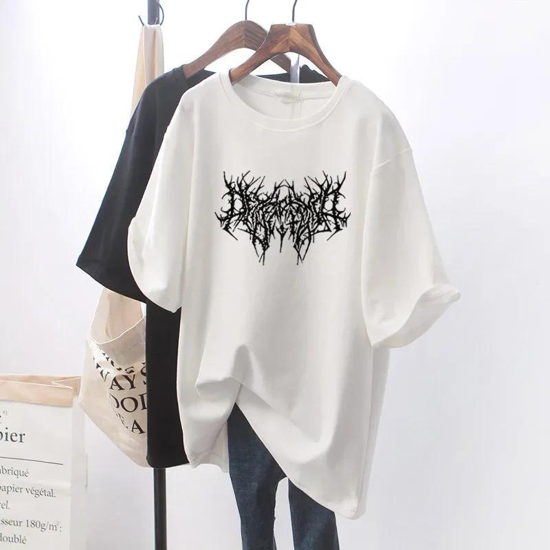 Unisex 2024 Summer New Smile Print Women's Short-sleeved Explosive Loose White T-shirt Top Women T Shirt