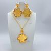 Dubai Copper Alloy Set Niche Women's 24K Pentagram Pendant Necklace Earrings Wedding Party African Jewelry