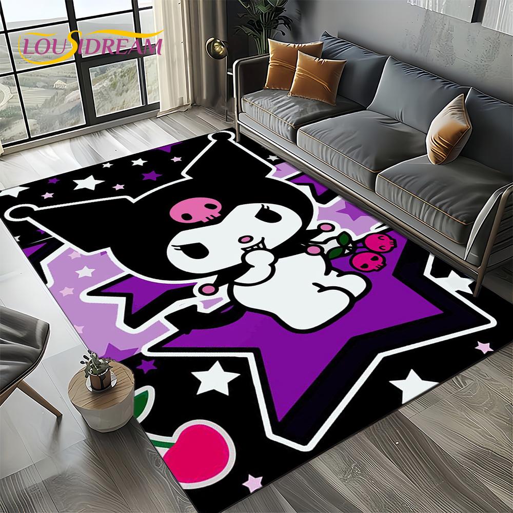 27 Style Cute Kuromi Cartoon Sanrio Carpet Rug for Bedroom Living Room Home Sofa Decoration,kids Large Decor Floor Mat Gift Girl