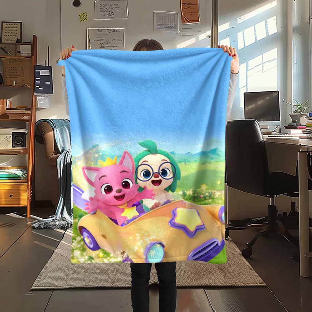 1 ks Flísová deka s potiskem Pinkfong, Vysoká kvalita, Pohodlná pro všechna roční období, Domácí dekorace, Teplo a pohodlí, Perfektní pro vánoční dárky111