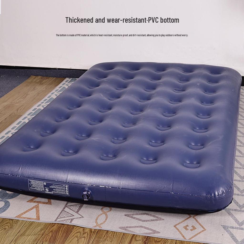 Thick Outdoor Inflatable Bed - Single/Double Flocked Camping Air Mattress