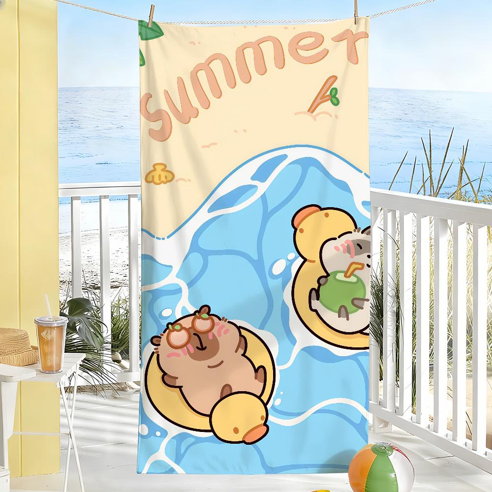 Cartoon Capybara Summer cute Towel Quick Drying Beach Towels Are Suitable For Swimming Pools Camping Yoga And The Gym