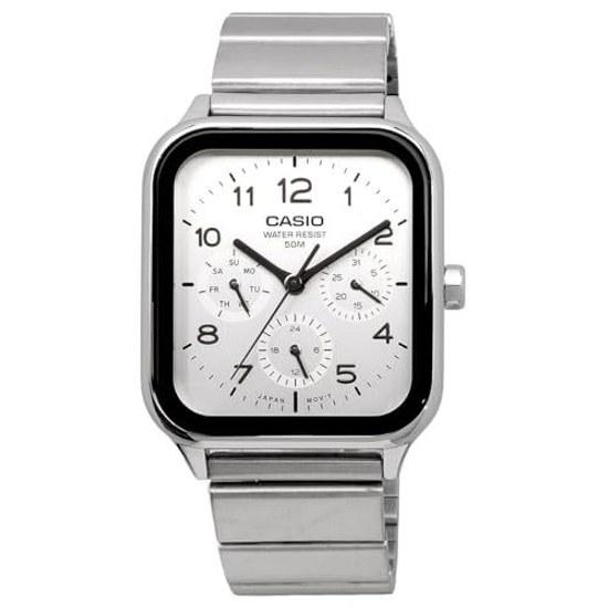 CASIO Standard Round Rectangle 24-Hour Display Multi-Function Analog Mens Watch MTP-M306D-7AV Silver Overseas Model