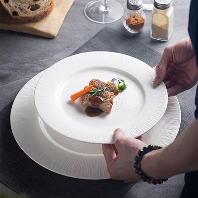 Nordic Light Luxury Steak Plate, White Round Vegetable Plate, Hotel Special Plating, Flat Plate, Ceramic Tableware, Household Western Plate