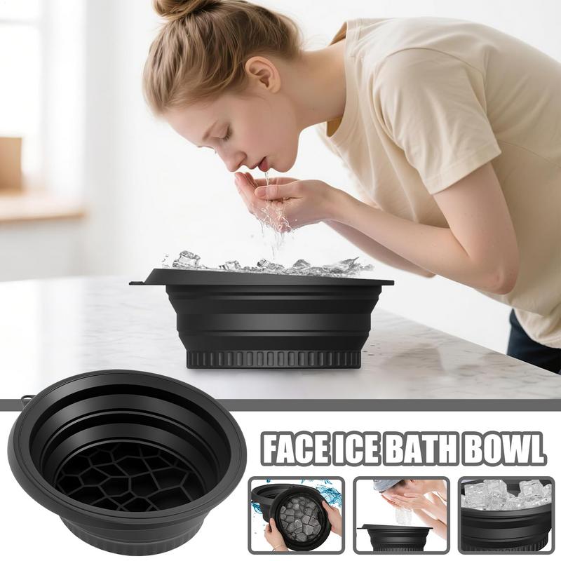 

Face Ice Bath Bowl Camping Wash Basin Silicone Reusable Foldable Cooling Washing Basin With Build In Cube Tray For Facial Roller China Mainland