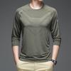 Autumn Quick Drying Ice Silk Long Sleeved T-shirt Men's Casual Sports Round Neck Elastic Pure Cotton Outdoor Top