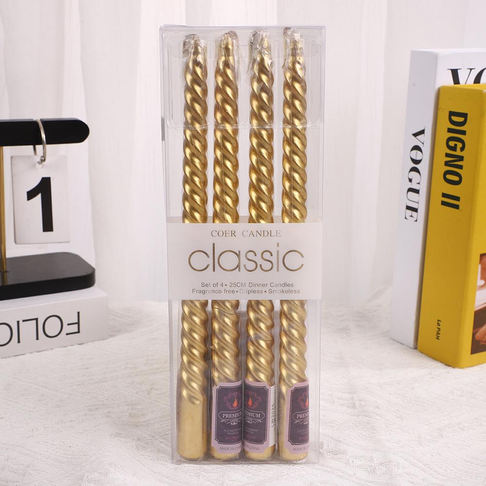 4pcs 10 Inch Tapered Stem/threaded Candles Long Burning Time Smokeless for Home Decoration Birthday Party Candlelight Dinner