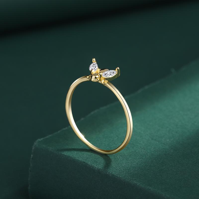 Exquisite Gold Butterfly AAAA Zircon Ring S925 Silver Ring for Women's Fashion Party Jewelry Sterling Silver Elegant Party Silver Ring