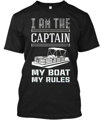 Im The Pontoon Captain My Boat Rules I Am T Shirt Made In the USA Size S To 5XL