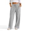 Women's Wide Leg Lounge Pants with Drawstring Waist, Soft Ribbed Knit Casual Relaxed Fit Trousers with Pockets