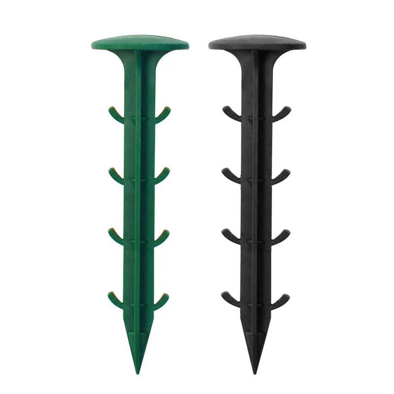 Weed Barrier Fabric Ground Nails - Black Plastic, Ideal for Orchard, Greenhouse, and Horticultural Use.