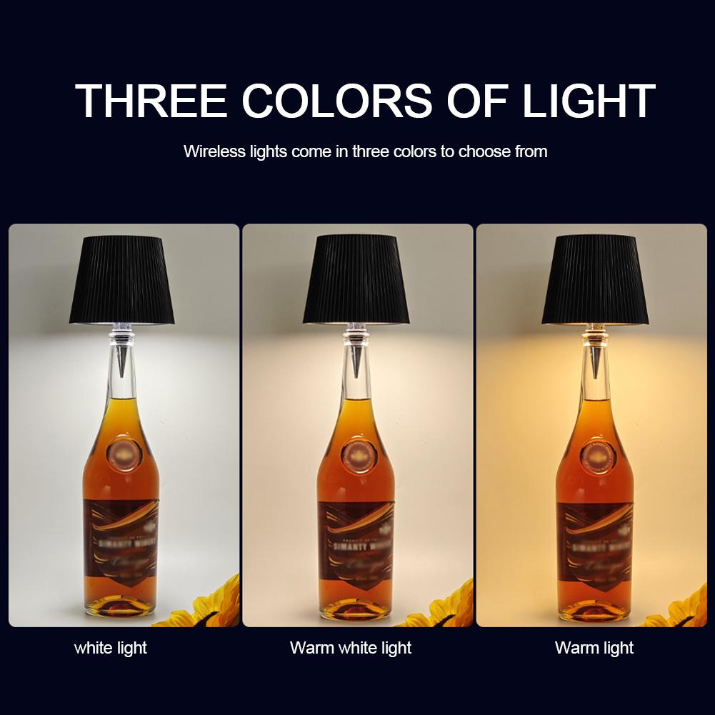 Wireless Bottle Lamp 3 Color + RGB Wine Bottle Light Rechargeable Decorative Night Light for Any Bottle Bedroom Restaurant & Bar