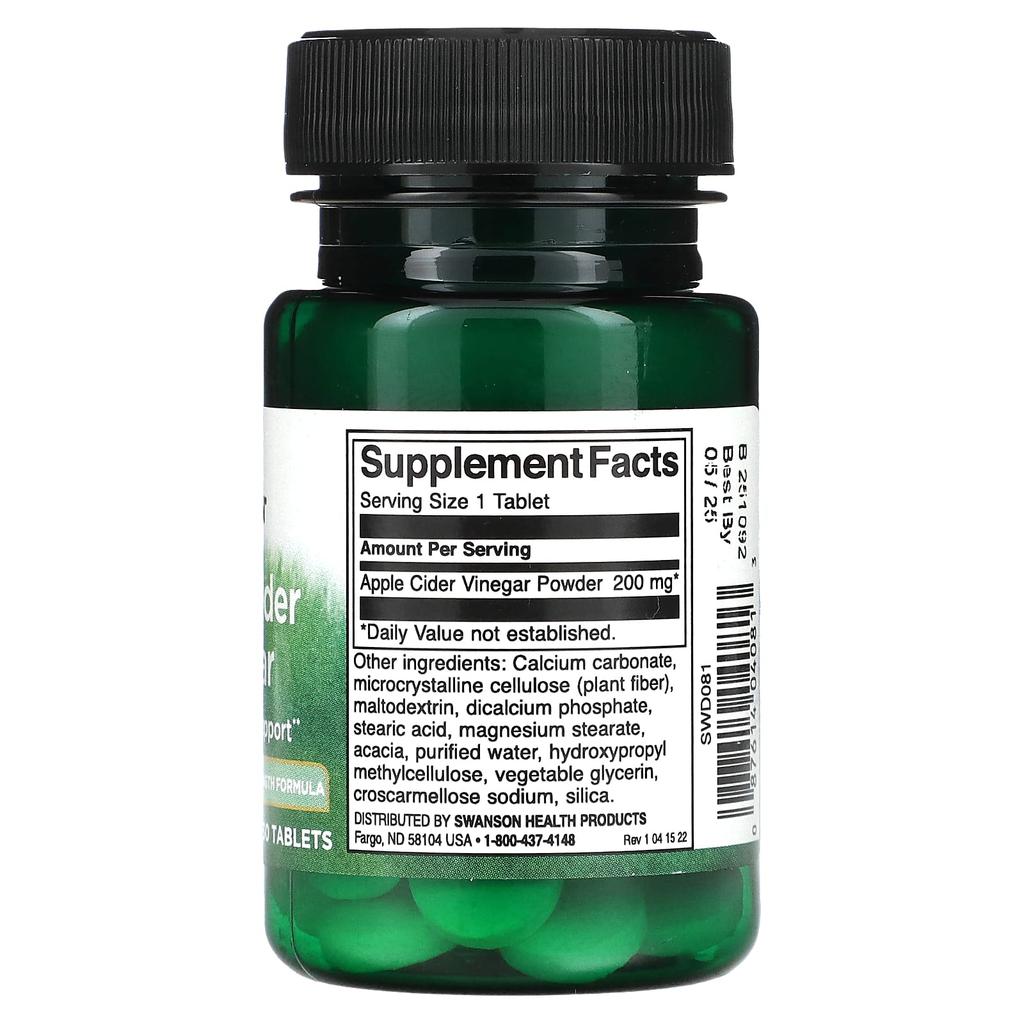 Apple Cider Vinegar, 200Mg, 30 Tablets