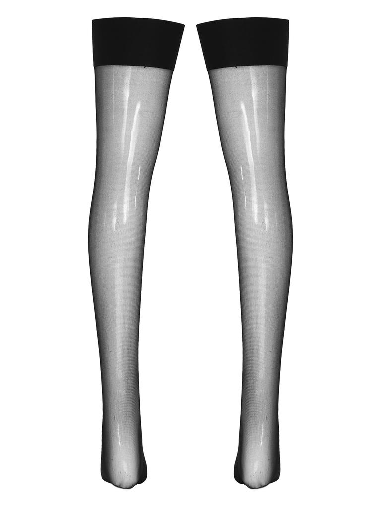 Mens Glossy Stretchy Stockings Sheer Thin Thigh High Socks Costume Accessories