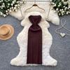 Light luxury sleeveless chain suspender knitted dress women's summer thin sexy A-shaped dress commuter high-end dress