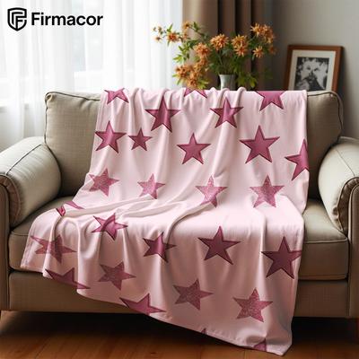 Glitter Blush Star Soft Flannel Blanket Breathable Warm Throw for Office Car Sofa Kids Room Birthday Xmas Gift