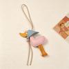 1Pcs Cartoon Car Keyring Pu Duck Keychain Leather Material Yellow Duck Pendant Lightweight Hanging Rope Handbag Accessory