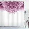 Moroccan Shower Curtain,Floral Art Vintage Style Eastern Architectural Elements Oriental Pattern,Cloth Fabric Bathroom Decor Set