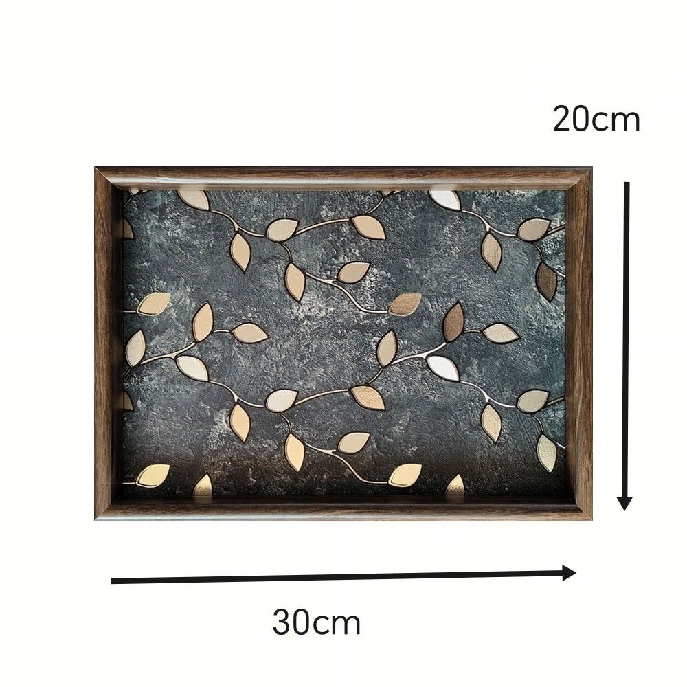 Vintage Chinese Wooden Tea Tray with Begonia Floral, Luxury Rectangle Storage Tray for Tea & Wine Tableware