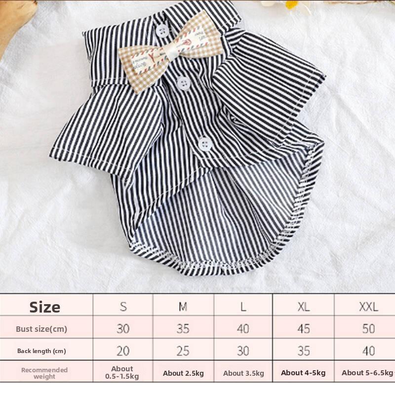 Pet Cat Clothes Summer Breathable Korean Style Striped Shirt Two Months German Curly Cat out Anti-Dirty Two Feet Apparel